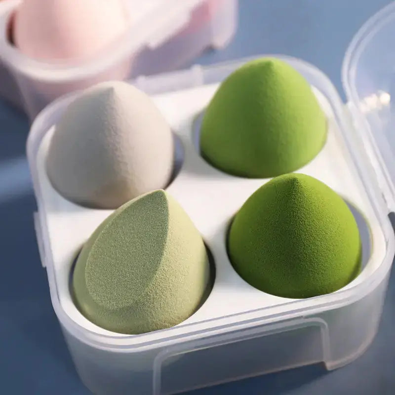 Éponges de Maquillage Douces Beauty Egg – Lot de 4 avec Boîte de Rangement Belleza Pura